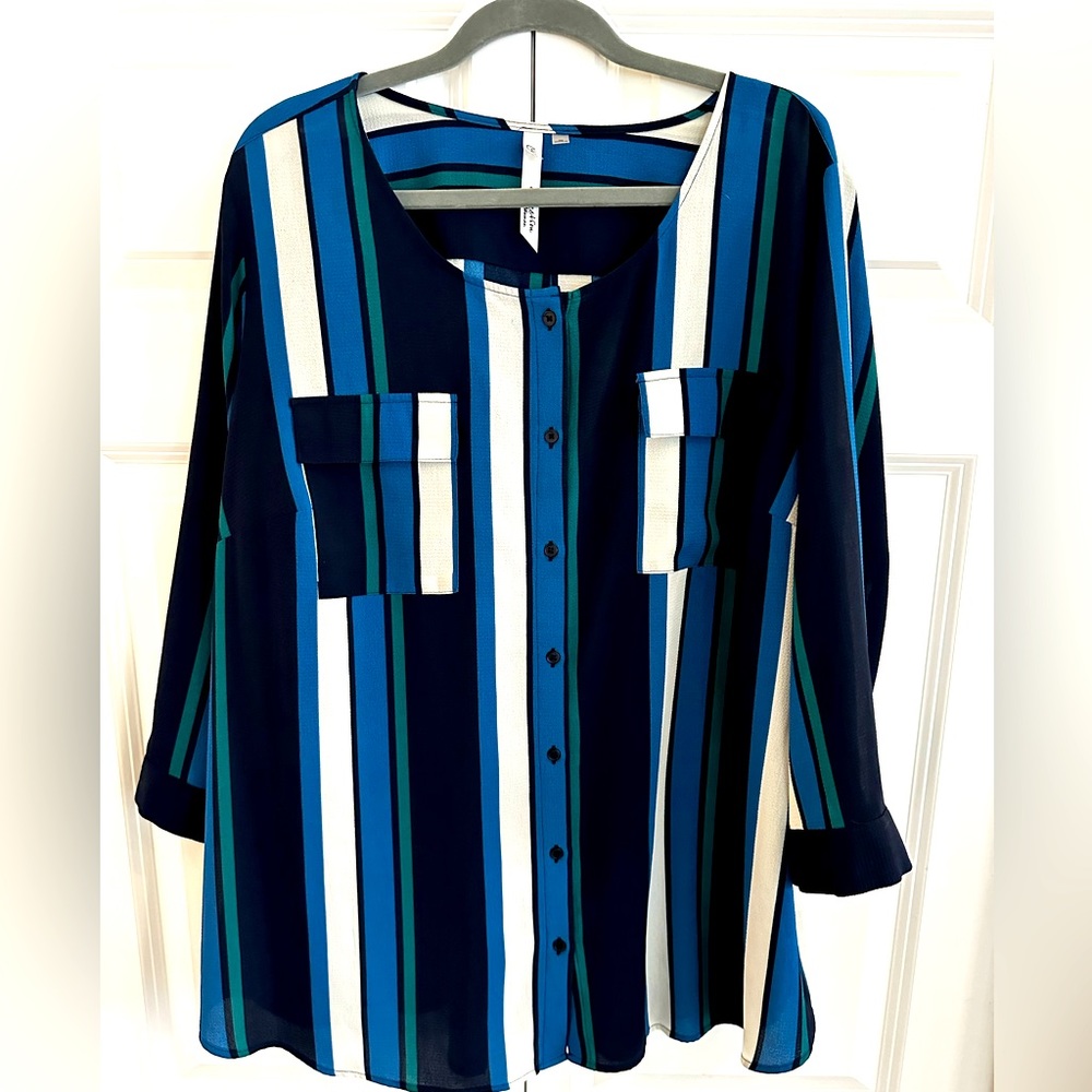 NY Collection Woman striped blouse size 3x